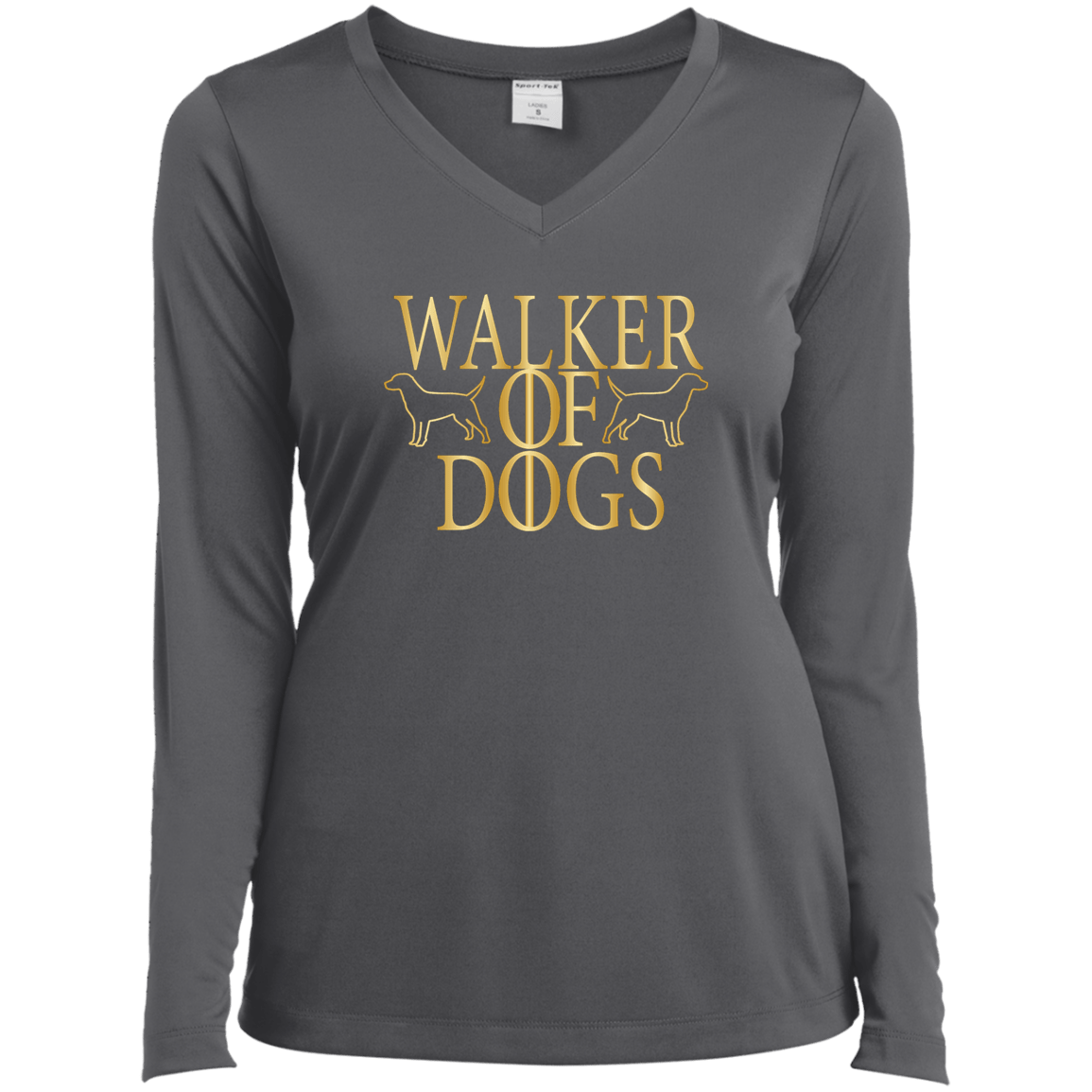 Walker Of Dogs - Long Sleeve Ladies V Neck.