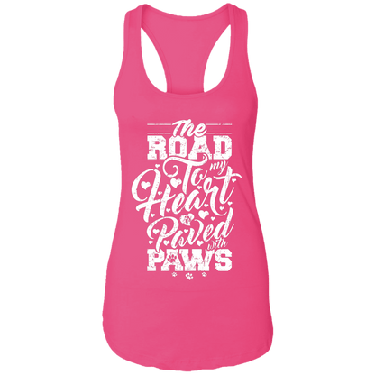 Road To My Heart Paved With Paws - Ladies Racer Back Tank.