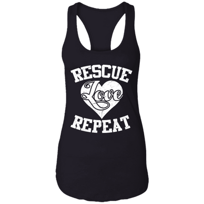 Rescue Love Repeat - Ladies Racer Back Tank.