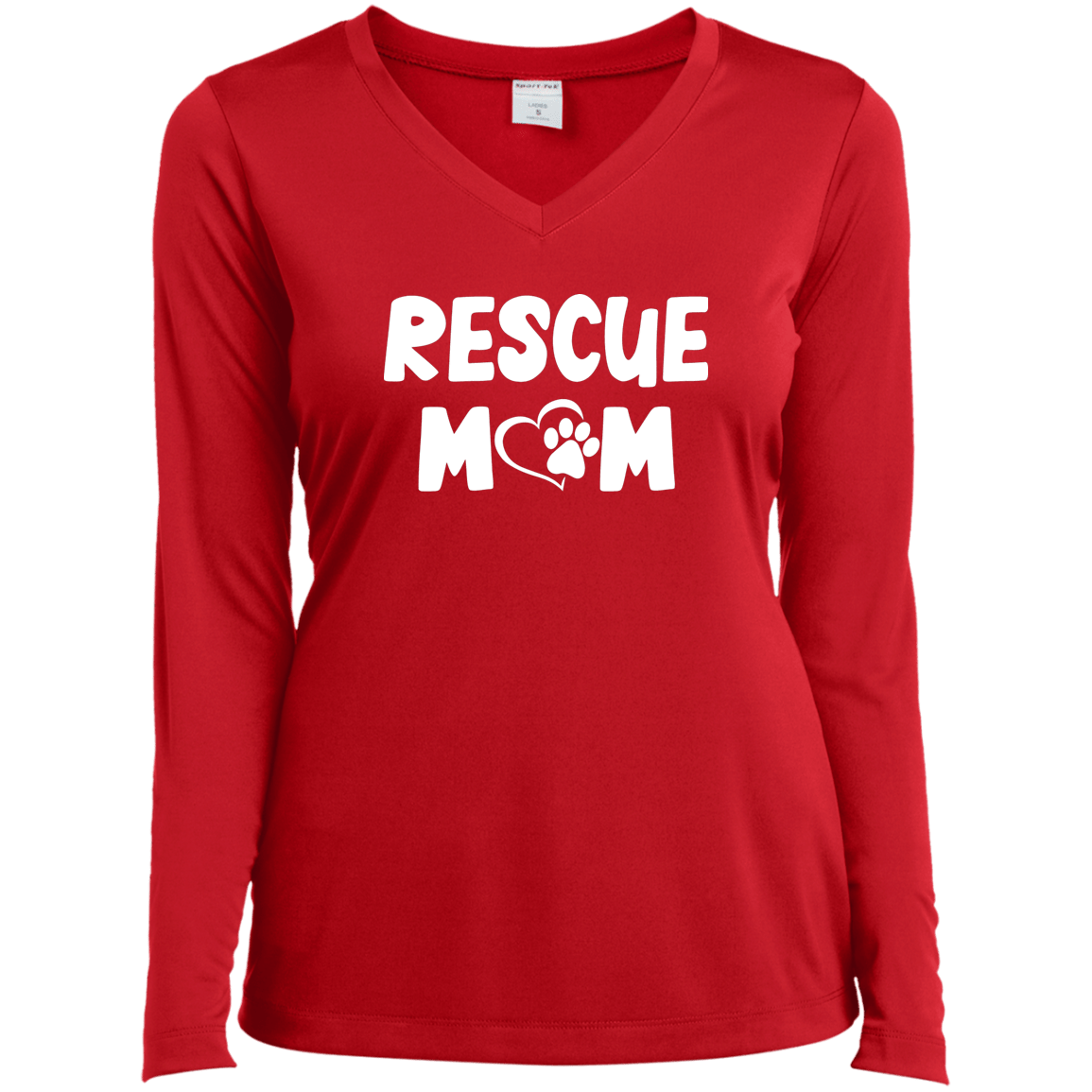 Rescue Mom  - Long Sleeve Ladies V Neck.