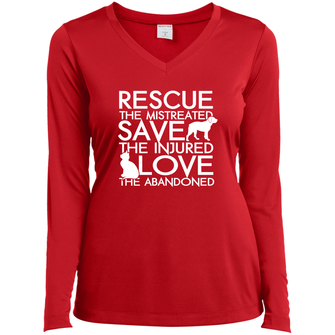 Rescue Save Love - Long Sleeve Ladies V Neck.