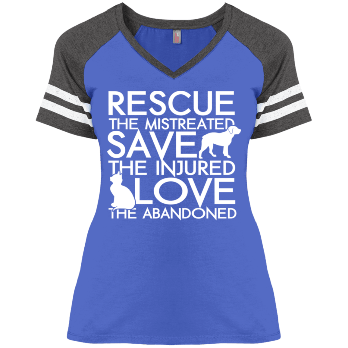 Rescue Save Love - Varsity Ladies V-Neck.