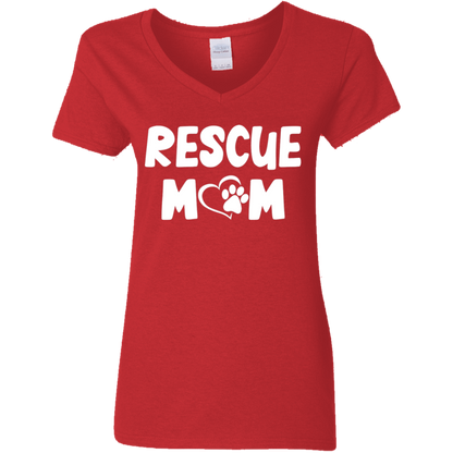 Rescue Mom - Ladies V Neck.