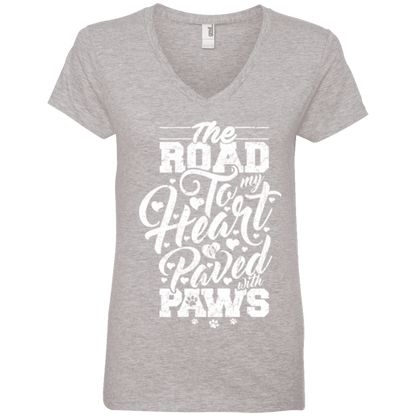 Road To My Heart Paved With Paws - Ladies V Neck.