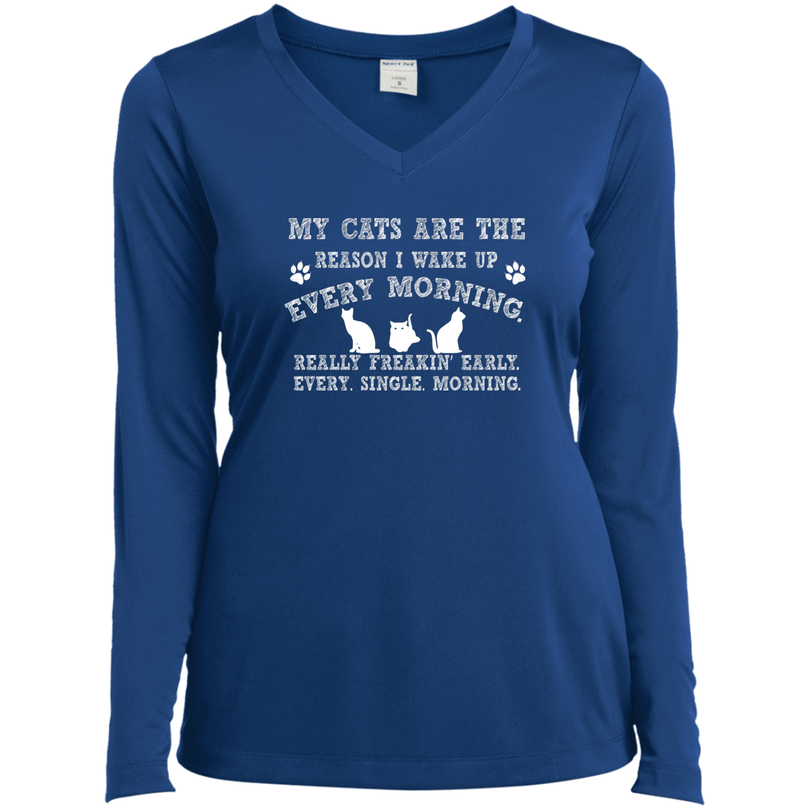 My Cats Are The Reason - Long Sleeve Ladies V Neck.