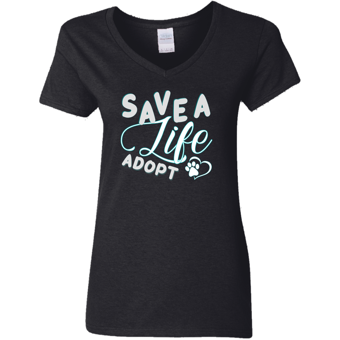 Save A Life Adopt - Ladies V Neck.
