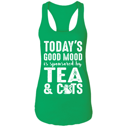 Today's Good Mood Tea & Cats - Ladies Racer Back Tank.