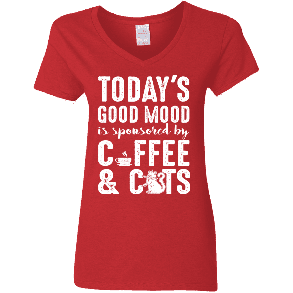 Today's Good Mood Coffee & Cats - Ladies V Neck.