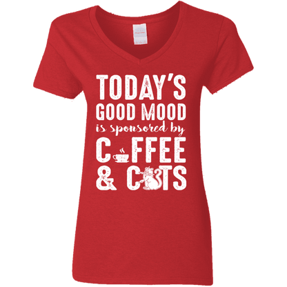 Today's Good Mood Coffee & Cats - Ladies V Neck.
