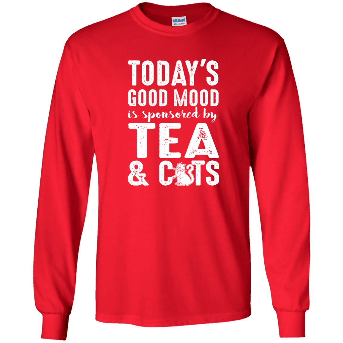 Today's Good Mood Tea & Cats - Long Sleeve T Shirt.