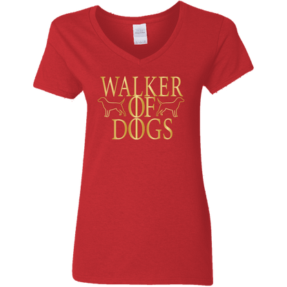 Walker Of Dogs - Ladies V Neck.