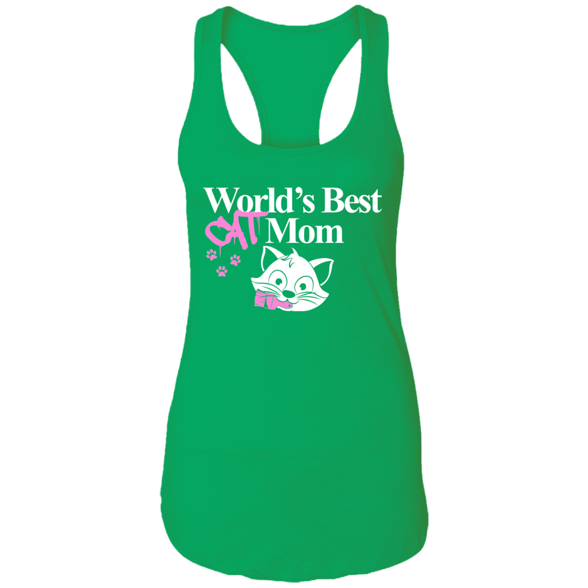 World's Best Cat Mom - Ladies Racer Back Tank.