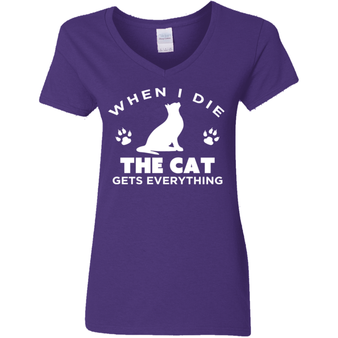 When I Die Cat The Cat gets Everything - Ladies V Neck.